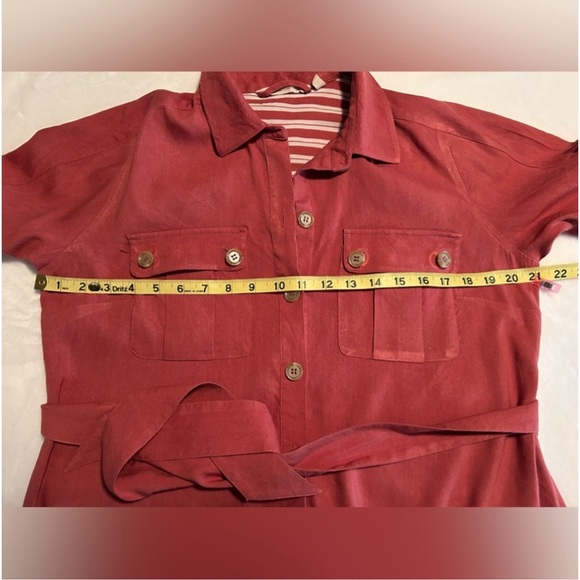 Soft Surroundings sort sleeve dress with front buttons and tie belt size S - Picture 6 of 7